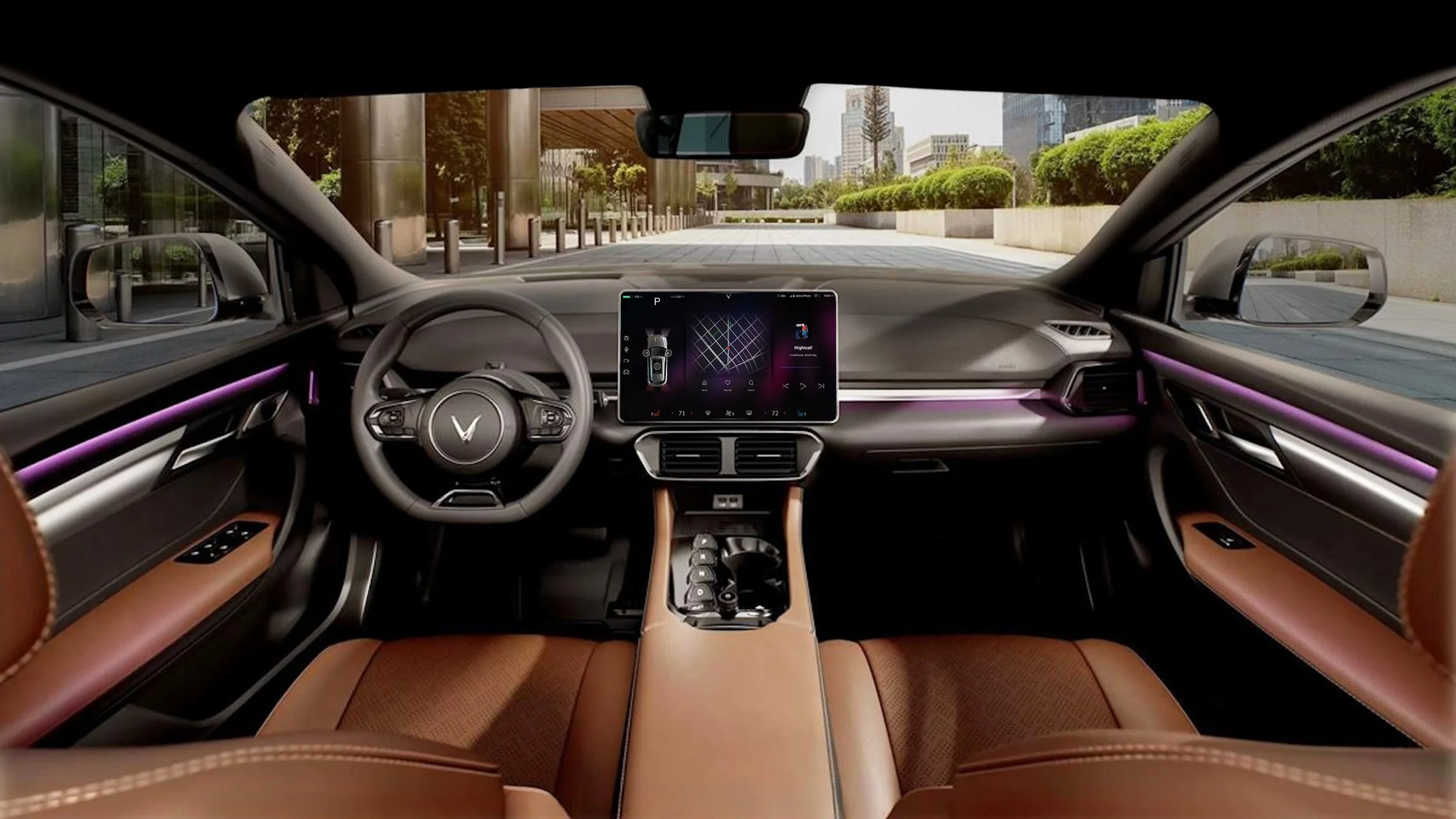 VinFast vehicle interior with infotainment display