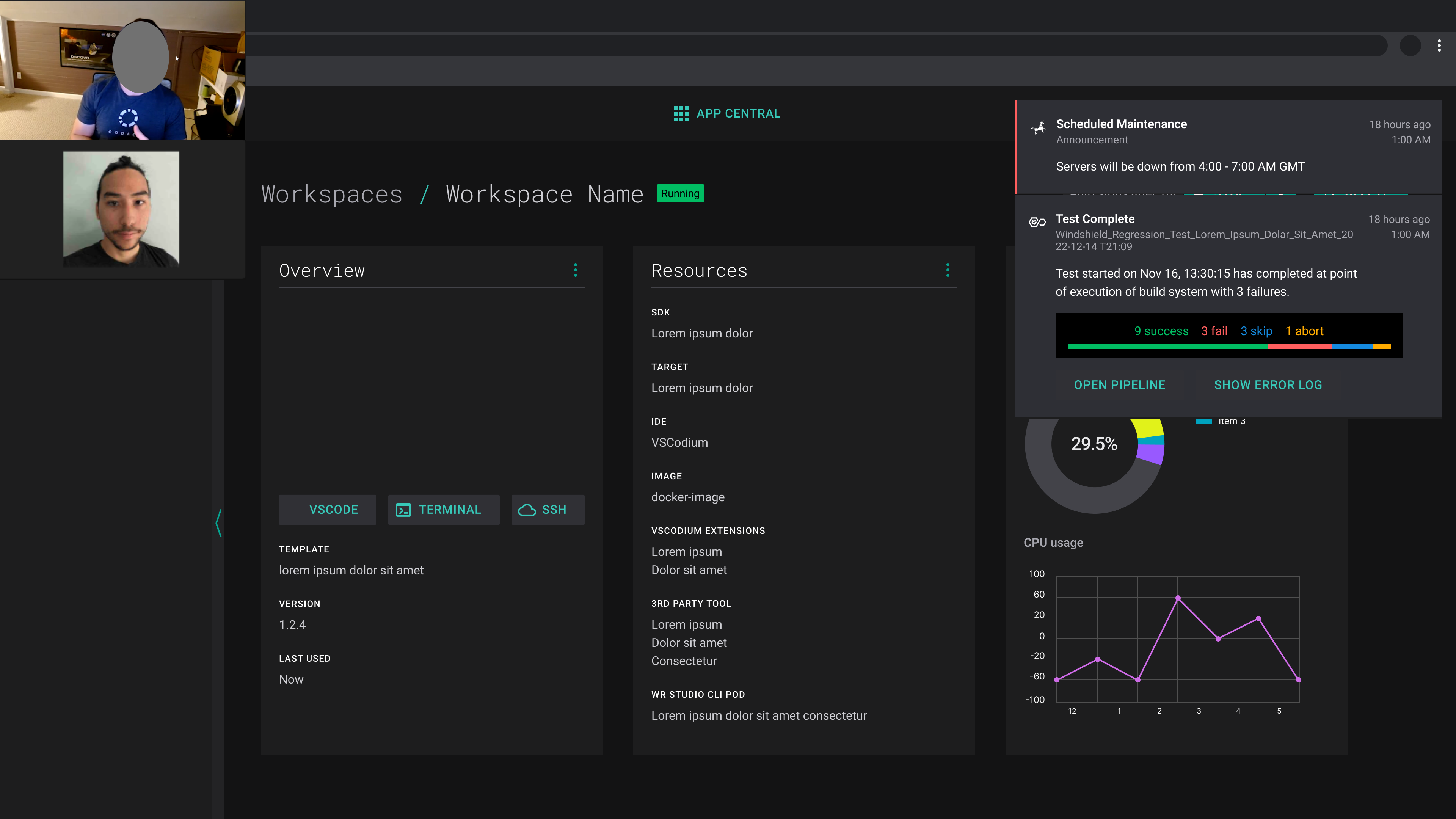 Validation testing session