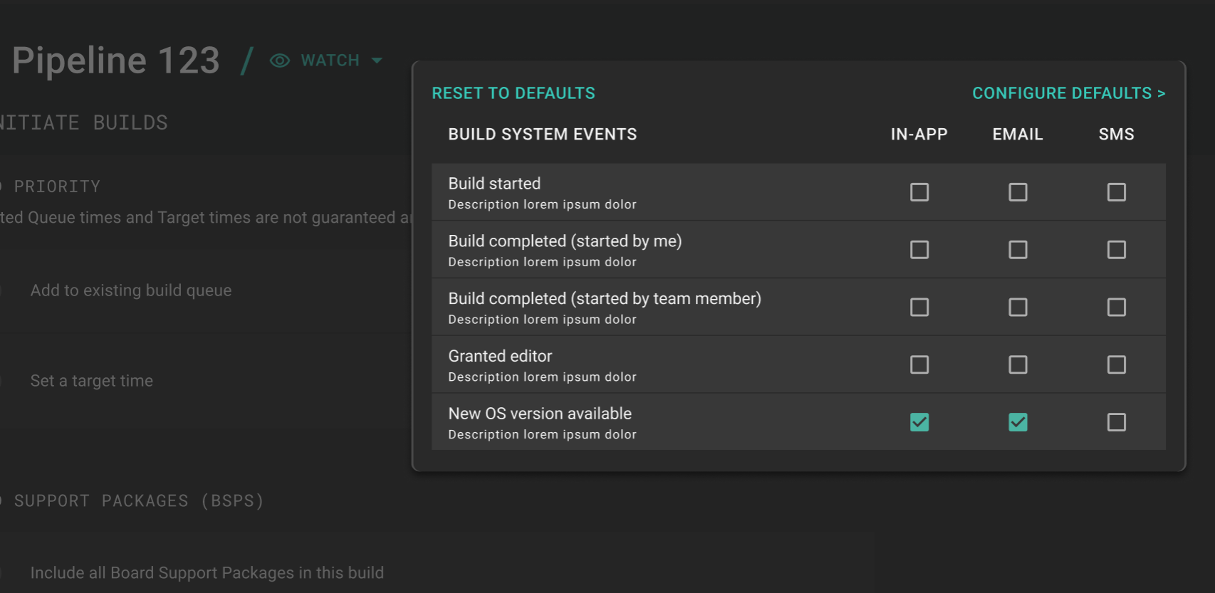 Watch and subscribe settings